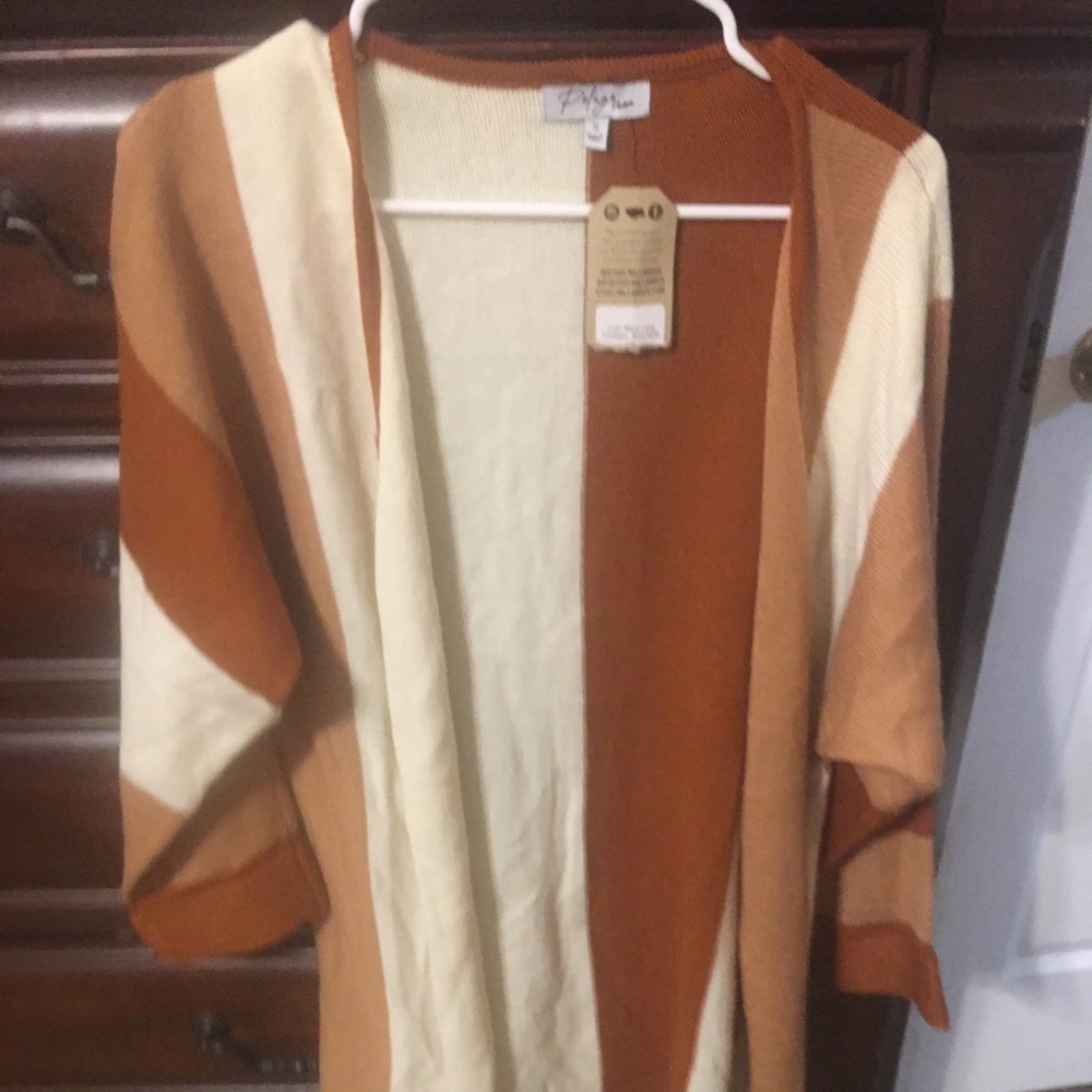 Brown and cream cardigan NWT